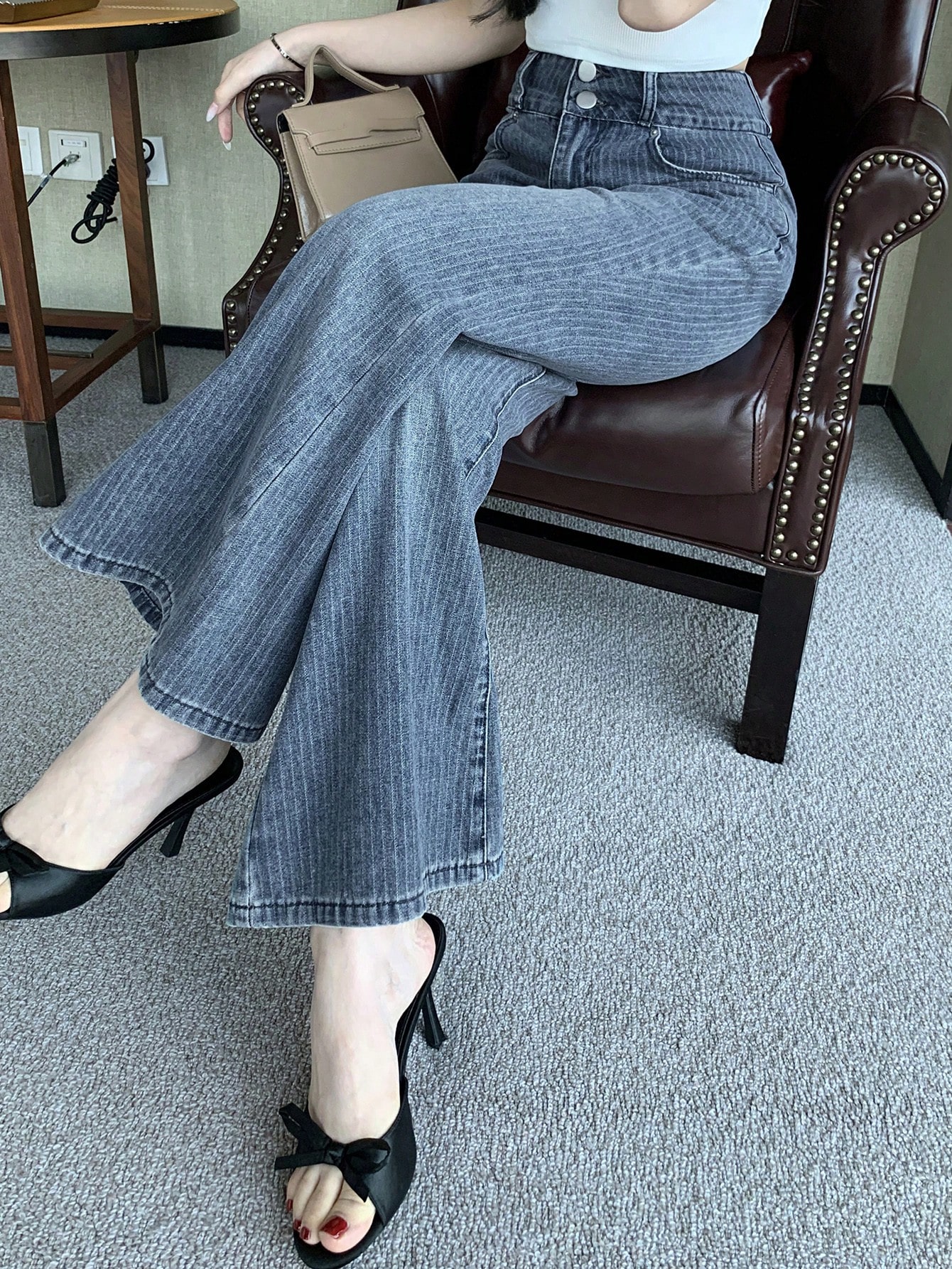 DAZY نساء مشوهة ذات منظر بلى قديم 2 زر مزين متوافق...