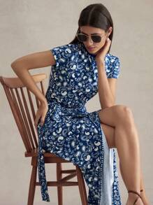 Briarwyn 女士度假风格腰果印花侧扭开衩下摆优雅连衣裙 女士度假装 海滩度假装 女士生日装 女士连衣裙 俱乐部装 女士性感夏季装 女士度假装 波西米亚风服装 女士乡村音乐会装 夏威夷装 女士狂欢装 节日装