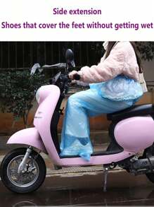 SHEIN The New 3pcs Disposable Rain Pants Cover The Feet, Are Portable, Explosion-Proof, Waterproof, And Suitable For Various Scenarios Such As School And Work. They Are Available In Transparent And Blue Colors
