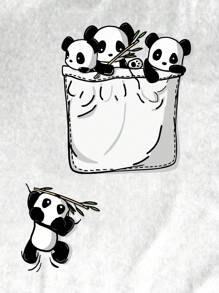 Manfinity Homme 大码男式夏季熊猫印花圆领短袖T恤