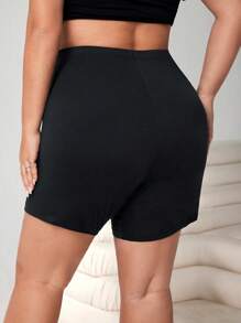 SHEIN CURVE+ 大码休闲纯色紧身裤，夏季/乡村/海滩度假装/沙滩装/沙滩装