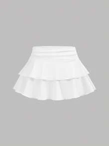 Girlism Set adolescentă portocaliu și alb cu imprimeu floral Halter, tiv neuniform, stratificat, drăguț, din 2 piese, ținută