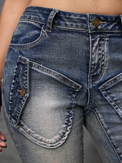 Grunge Punk Y2K Vintage Washed Low Rise Tight Bermuda Shorts
