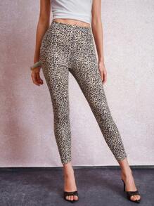 Lavishia Leopard Print High-Rise Leggings High Elasticity