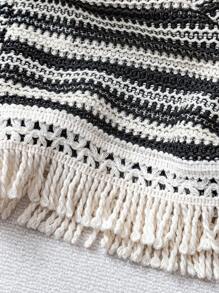 GlowEve Women's Summer New Style Vacation Crochet Tassel Sleeveless Top - Black - View 4