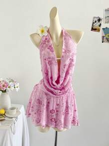 Soleia Đầm mini cổ sâu thắt nơ gợi cảm phong cách Bohemian, kỳ nghỉ thường ngày, bãi biển, khách dự tiệc cưới, tốt nghiệp, bữa trưa, ngày lễ thánh Patrick, kỳ nghỉ xuân, lễ phục sinh, lễ hội âm nhạc, nhiệt đới thanh lịch - Hồng - Xem 6
