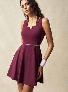 VARSITIE Damen Ärmellos Lässig Fitness Kleid mit V-Ausschnitt