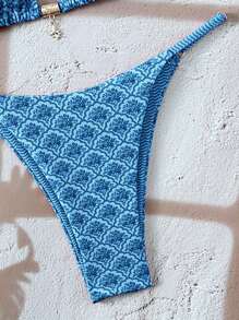 Swim Vcay Costume de baie bikini pentru femei, set 2 buc., model mini, cu imprimeu floral, croială înaltă, tip tanga, multicolor, pentru plajă și resort