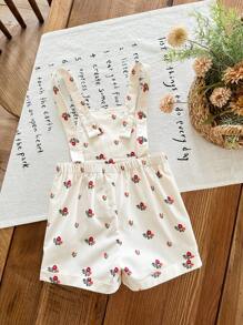 Mono de flores pequeñas en caqui lindo y versátil para bebé niña