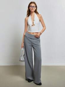 INAWLY Top sin espalda con cuello halter sexy para mujer, para verano - Albaricoque - Ver 5
