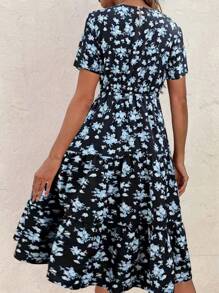 EMERY ROSE Allover Print Ruffle Hem A-Line Dress Maxi Vacation Beach Outfits Women - Multicolor - View 2