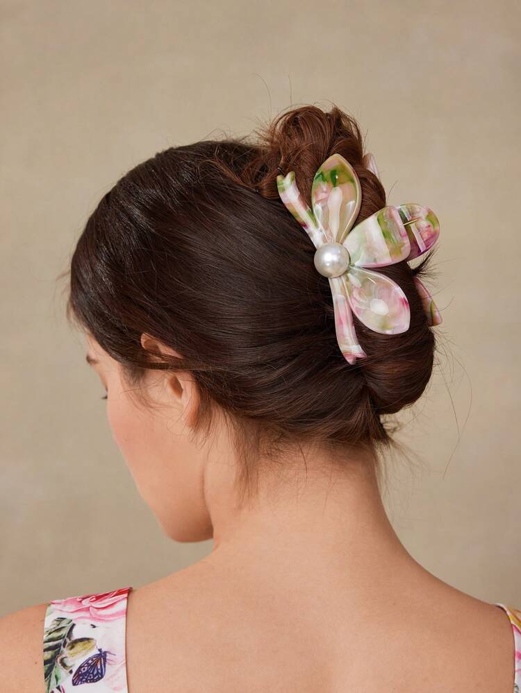 3-LEAF FLOWER FAUX PEARL HAIR CLAW CLAW CLIPS HAIR CLIPS HAIR JAW CLIP HAIR CLAMPS HAIR CLUTCH HAIR CATCHER CLIP