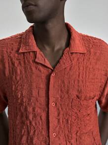 Ontre Camisa casual de verano para hombres de 2025, de unicolor y textura, adecuada para el Día de la Independencia, el Día de San Juan, la graduación, el uso diario, bonita camiseta de verano, camisa de vacaciones playeras para hombres