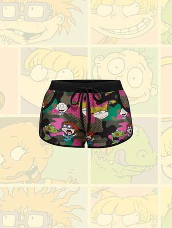 Nick 90's X ROMWE Short mini taille basse imprimé camouflage pour femme des années 90