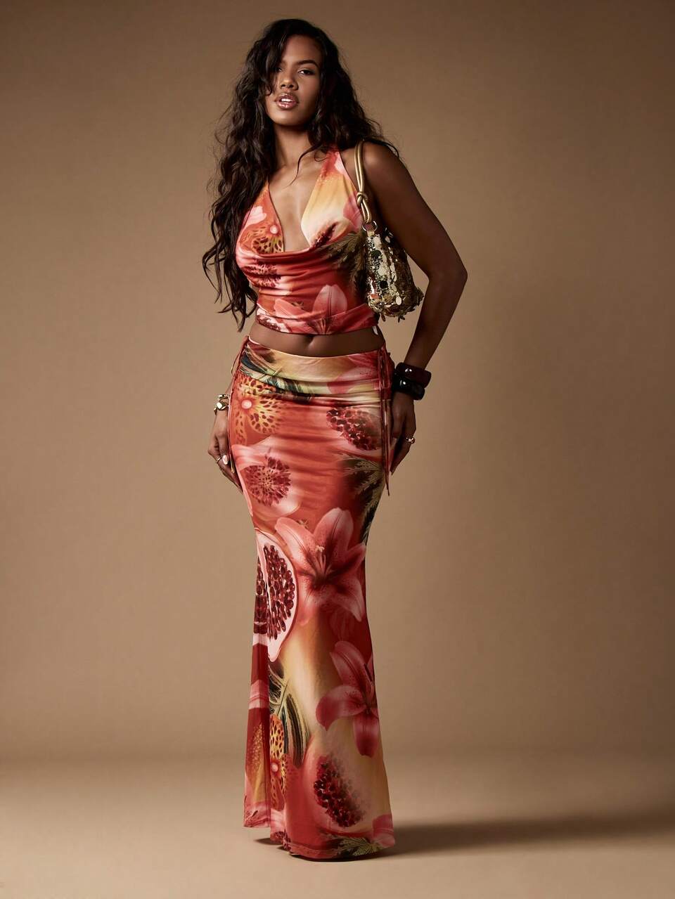 MISSGUIDED Tropical Fruit Print Halter Neck Crop Top Summer Resort Wear Vacation Beach Party Ruched Side Dance Club Occasion Festival Top