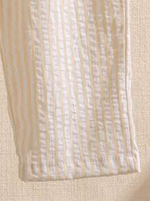 SHEIN سروال كتان مخطط للأطفال الرضع من الولدان في فصلي الربيع والصيف، بنطلون طويل مناسب لخروجات يومية، التناسق، العطلات، الجامعة