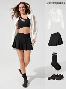 GLOWMODE FeatherFit™ Sweat Break Buttery Soft Stretchy Sweat Wicking Double Straps Crossover Back Asymmetrical Sports Bra Yoga Pilates - Black - View 6
