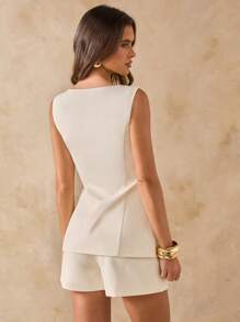 SHEIN BAE 女士日常两件套服装 - 杏色 - 查看 2