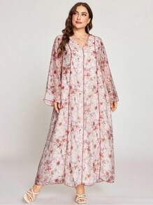 Graceveil Rochie lungă, elegantă, casual, cu imprimeu conservator, pentru femei, mărime plus, modestă - alb - Vizualizare 5