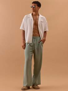 Musero Pantalones con pierna ancha y vuelta, con cintura con lazo, para primavera, verano, días festivos, vacaciones