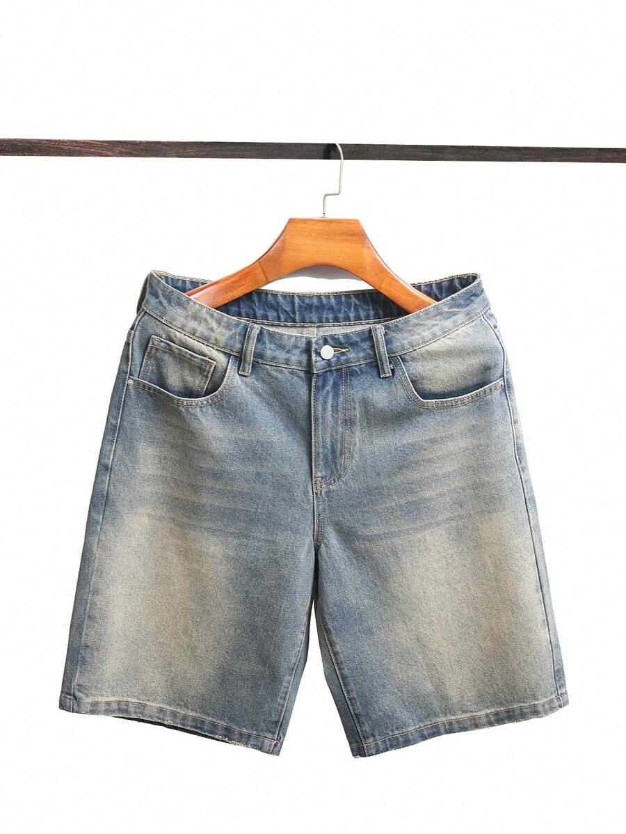 Chillumni Quần short denim giặt thường ngày cho nam mùa hè - Rửa nhẹ - Xem 1