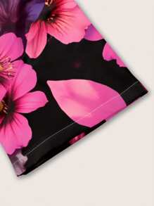 Manfinity RSRT Plus Size Men Holiday Floral Print Short Sleeve Single Breasted Shirt Hawaiian - Multicolor - View 3