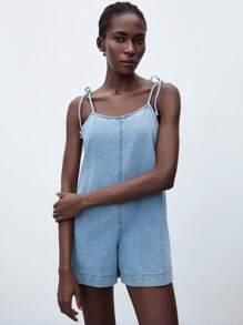 Maija Women's Denim Overalls And Jumpsuits Bowknot Casual Summer Jumpsuit, Going Out