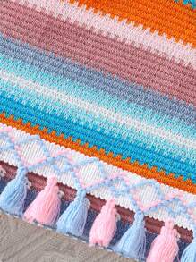 SHEIN 女童彩色编织彩虹吊带背心，适合日常穿着、节日、假日和度假 - 彩色 - 查看 5