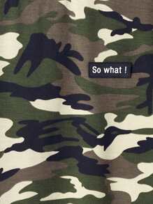 SHEIN Tween Boy Camo Print Casual Knit Short Sleeve Crew Neck T-Shirt, Summer - Green - View 4