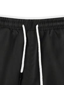 Manfinity Homme Pantalones cortos cargo casuales de hombre con cintura elástica, cordón y bolsillos - Negro - Ver 4