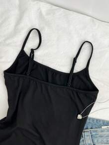 SHEIN EZwear Áo ba lỗ hở vai gợi cảm thường ngày dành cho nữ, phù hợp cho mùa hè, ngày 4 tháng 7, in hình Hoa Kỳ - màu đen - Xem 3