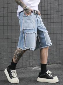 Manfinity LEGND Men's Fashion Casual Denim Shorts Baggy Jeans Shorts Men