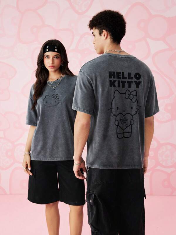 HELLO KITTY AND FRIENDS | SHEIN Men's 1pc Cartoon & Letter Print Crew Neck Short Sleeve T-Shirt