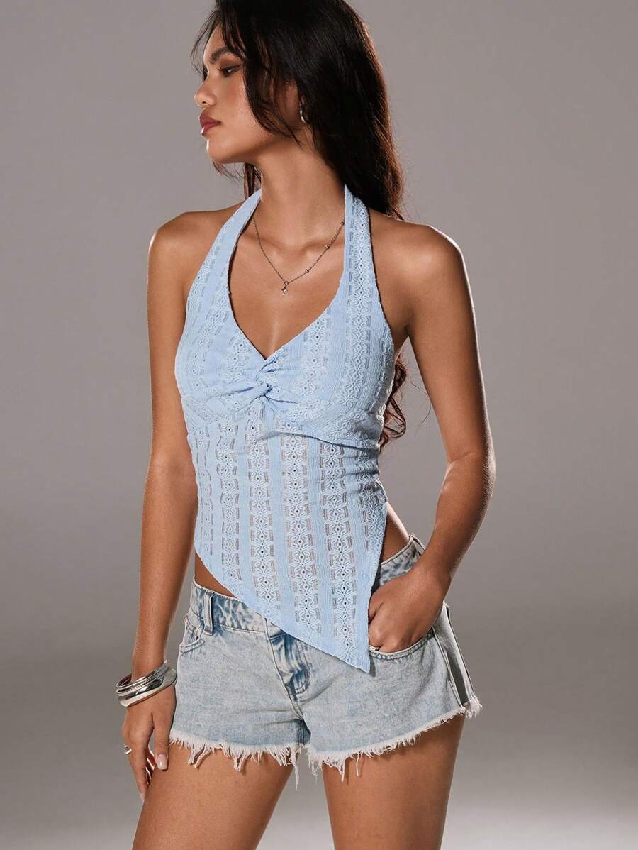 TRNVIE Women Casual Halter Asymmetrical Hem Camisole