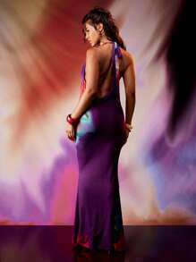 MISSGUIDED Trägerloses Abendkleid im Meerjungfrauen-Stil mit Satin, Kristallen, Seestarfisch und Blumenapplikationen für besondere Anlässe