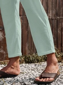 Palmeraft Men's Casual Versatile Solid Color Tapered Pants - Grey - View 5