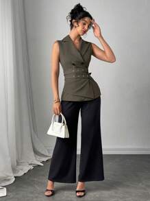 Modelyn Blazer dal design moderno e urbano alla moda con doppia cintura per donne