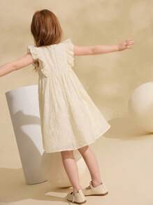 Ontre Kleid mit gerüschtem Kragen und floraler Stickerei für Kleine Mädchen