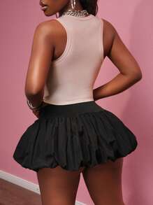 Slaydiva 2025 Summer New Style Birthday Party Graduation Season Student Wear Daily Street Basic Versatile Leisure Vacation Cruise Travel Beach Seaside Sunbathing Popular Online Round Neck Sleeveless Letter Print Racer Back Tight Short Apricot Top And Black Flower Bud Mini Skirt Summer Suit Women's Two-Piece Suit