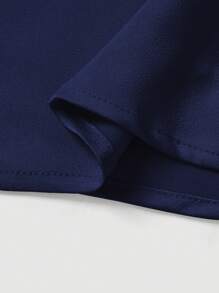 Firerie Váy suông satin bó màu trơn mùa hè cho nữ, thanh lịch - Màu xanh hải quân - Xem 4