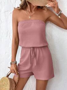 SHEIN LUNE 纯色露肩收腰连体裤，休闲时尚，适合春夏季度假