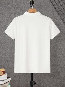 SHEIN 青少年男孩短袖 T 恤，休闲运动街头服饰朋克摇滚学院风日常，适合春夏、派对、音乐节 - 白色 - 查看 2