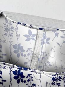 EMERY ROSE Plus Size Women's Ditsy Floral Casual Minimalist Button Down Shirt, Versatile And Suitable For Summer Chic Blouses For Women,Flower/Vacation/Spring - Blue and White - View 5