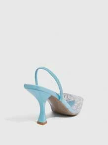 SHEIN X Belle Mariano CUCCOO SZL Zapatos de tacón alto con decoración de strass de color champán, adecuados para citas, fiestas y bodas