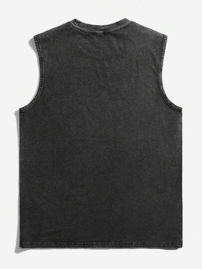 Goth Camiseta de tirantes casual de hombre con estampado de letra de ángel, cuello redondo, verano