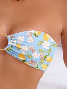 Women Flower Printed Swimsuit Set For Summer Beach Vacation - Multicolor - View 4