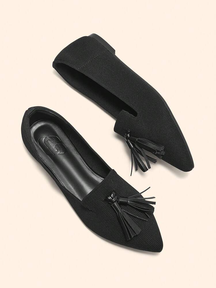 CUCCOO BASICS Women Flat Pointed Toe Leopard Print Horsehair Tassel Pendant Casual Loafers, Comfortable & Fashionable