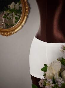 Amplova 3pcs Set: Very Short Crop Top, Extra Low Rise Mini Shorts, Mesh Shoulder Wrap - White - View 9