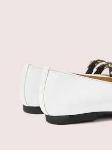 CUCCOO DOLLMOD Giày bệt Mary Jane màu trắng dễ thương, giày ba lê xỏ ngón thoải mái cho nữ, đa năng khi đi làm, thích hợp cho mùa xuân/thu, Halloween và Giáng sinh - trắng - Xem 8