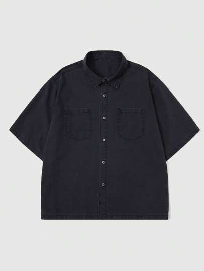 Street Life Men's Street Denim Shirt With Heart Embroidery,
